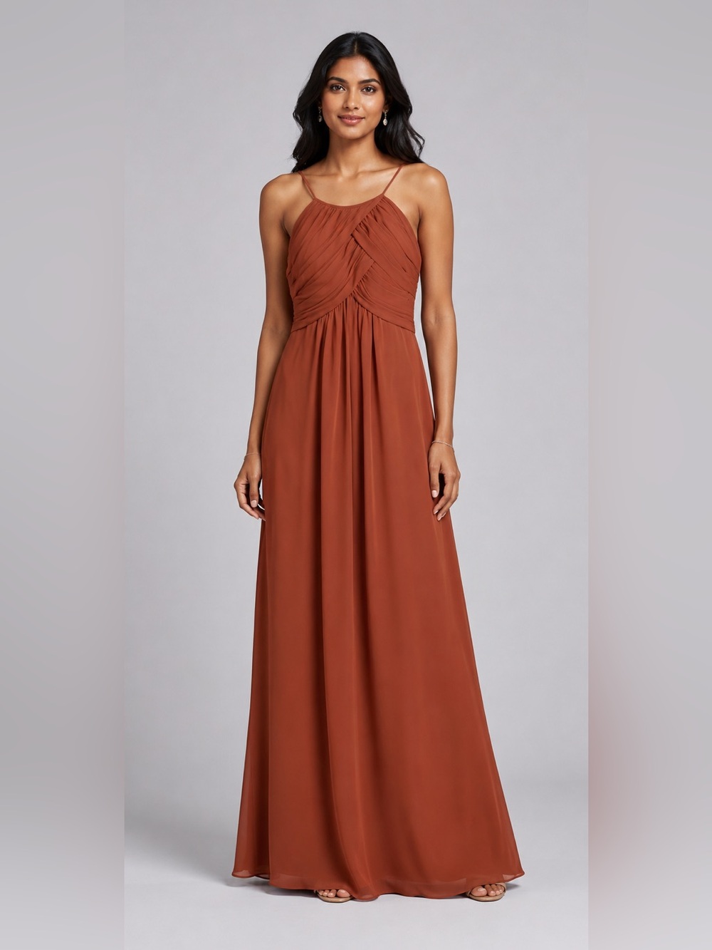 Morilee Terracotta Chiffon Formal Bridesmaid Dress Size 4